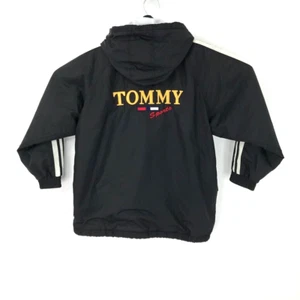 Embroidered Tommy Sports Hilfiger Boys Rain Coat Black Hooded Zipper Youth XXL - Picture 1 of 7