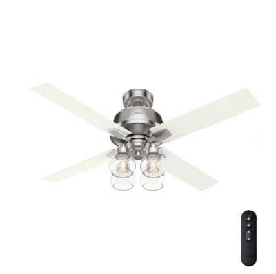 Hunter 52" Brushed Nickel 4 Blade LED Light Remote Control Ceiling Fan   - Image 1 of 4