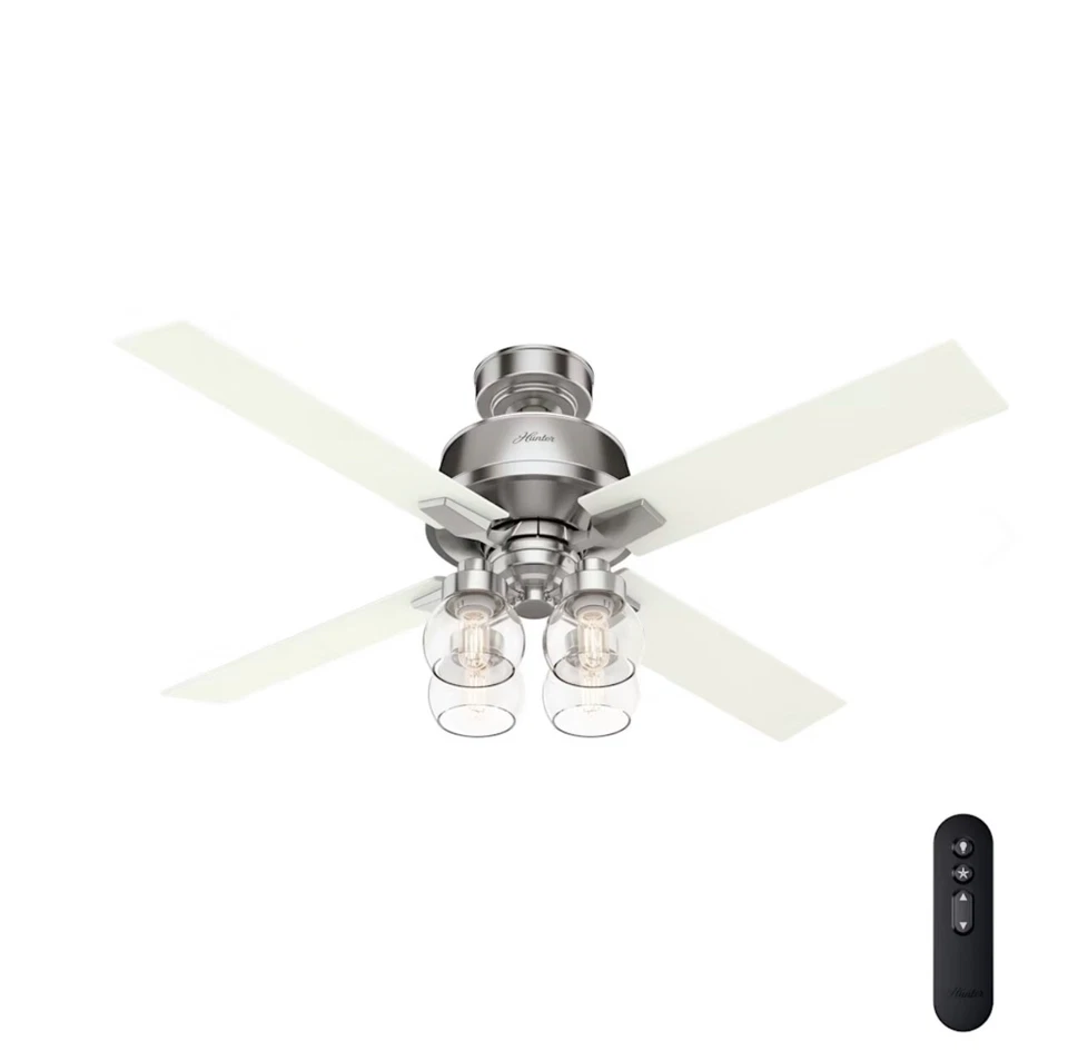 Hunter 52" Brushed Nickel 4 Blade LED Light Remote Control Ceiling Fan   - Image 1 of 4