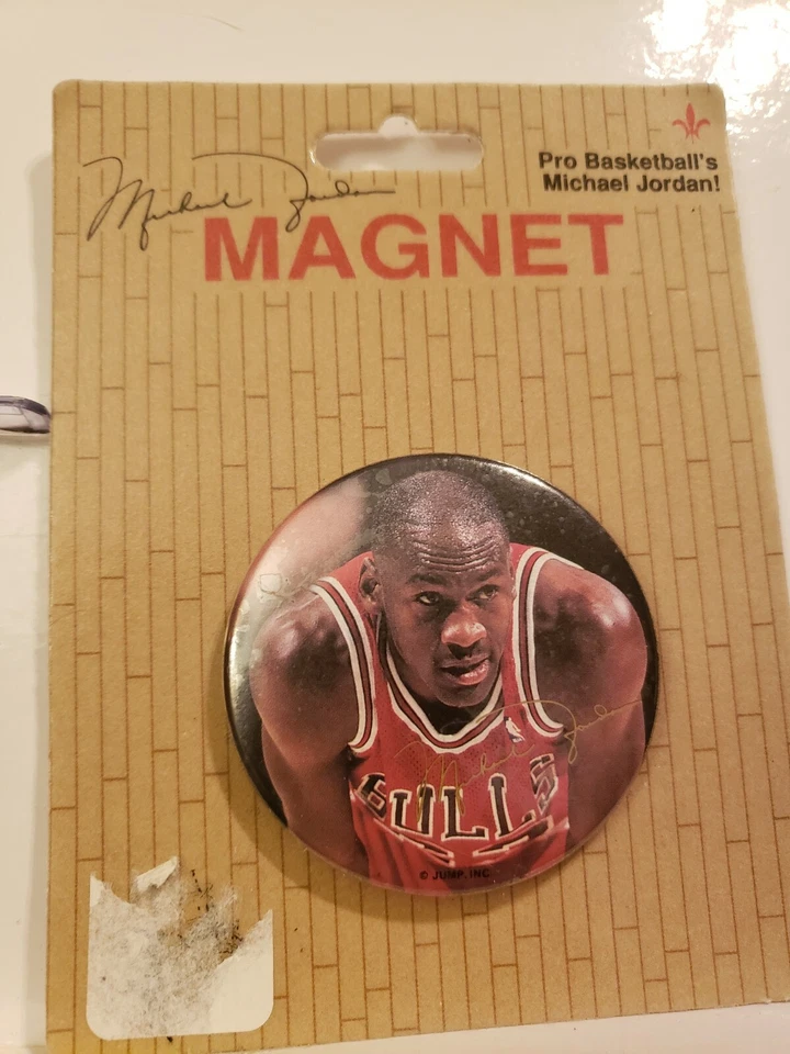 Vintage Michael Jordan Chicago Bulls Magnet by Gibson Greetings Inc MINT on Card