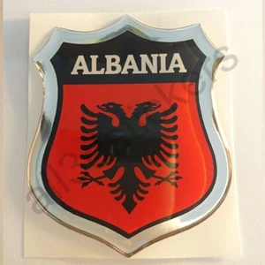 Aufkleber Albanien Kfz-Aufkleber Emblem Flagge 3D Fahne Harz Gewölbt - Picture 1 of 3