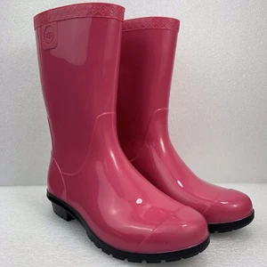 UGG Rubber Mid Rain Boots Gloss Pink - Girls 5 - Picture 1 of 9