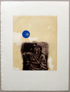 Peter Nagel (1941) „Junge mit Ballon“, Farbradierung 1967 handsigniert - Bild 1 von 3