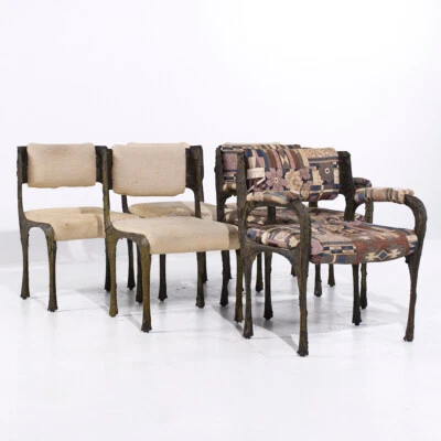 Paul Evans para sillas direccionales de estalagmita de bronce PE-105/106 MCM - Juego de 6 Foto 1 de 4