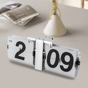 Retro Flip Desk Clock Classic Mechanical Digital Display Battery Powered 12 Hour - Picture 1 of 38