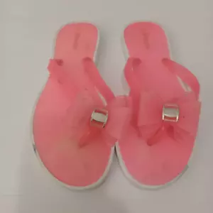 Babe Jelly Flip Flop Sandals Girls Size 4 Pink Bow Beach Slip On Open Toe - Picture 1 of 6