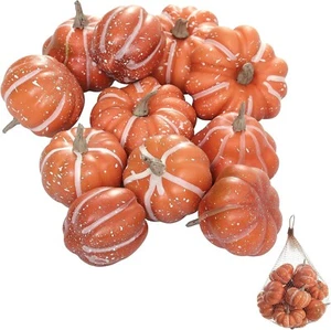 Pumpkin Decor - 11PCS Artificial Pumpkin Set, Orange Faux Foam Pumpkins for Wedd - Picture 1 of 7