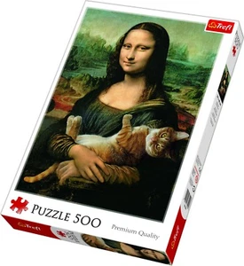 Trefl 500 Piece Large Bridgeman Art Mona Lisa And Purring Kitty Jigsaw Puzzle - Picture 1 of 3