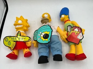 Lot of 3 1990 The Simpsons Lisa Marge Homer 11" Plush Burger King Dolls - Picture 1 of 6