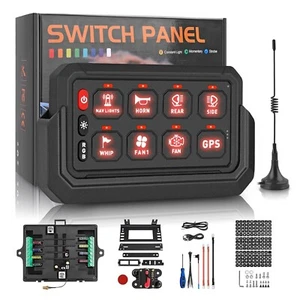 ZAMLIE Wireless RGB 8 Gang Switch Panel 265 Ft Circuit Control Relay System - Picture 1 of 9