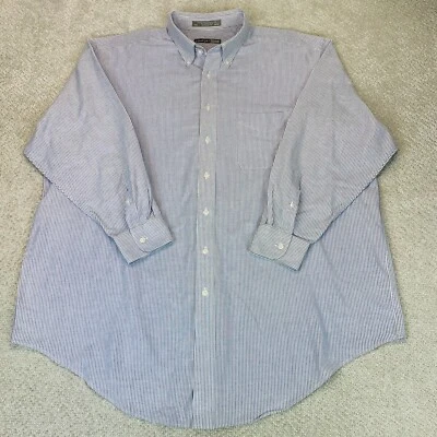 Camisa de vestir COMFORT ZONE para hombre 2XL 18 1/2 34-35 azul a rayas manga larga con botones Foto 1 de 4
