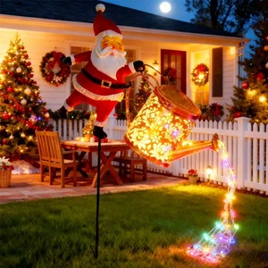 Christmas Santa Solar Kettle Lights - Picture 1 of 8