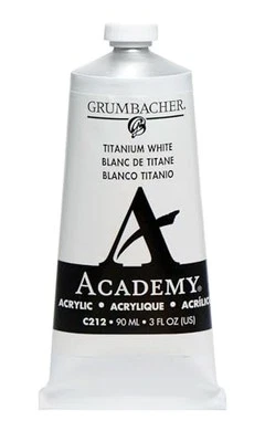 Grumbacher C212 Academy Acrylic Paint, 90ml/3 oz Metal Tube, Titanium White - Image 1 of 4