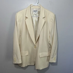 Pendleton 100% Virgin Wool Blazer Plus Size 18 Vintage Cream Lined Jacket - Picture 1 of 12