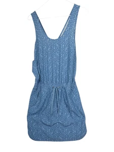 Patagonia Dress Small Blue Geometric Print Tank Drawstring Waist Eco Stretch S - Picture 1 of 8