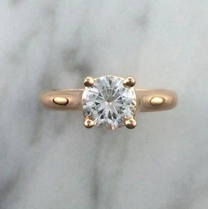 1.00  Ct Round Cut Lab Created Diamond Anniversary Ring 14k Rose Gold Size 7 - Picture 1 of 7