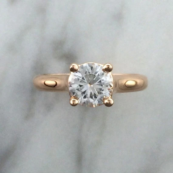 1.00  Ct Round Cut Lab Created Diamond Anniversary Ring 14k Rose Gold Size 7 - Image 1 of 4
