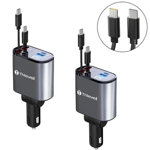 Retractable Car Charger 4 in 1 USB C Fast Charger with Dual Type-C Cables (31... - Picture 1 of 7