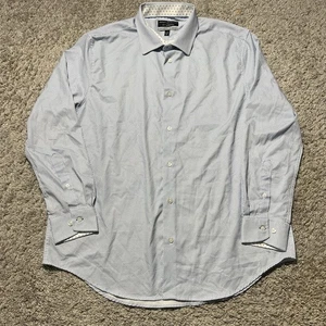 Report Collection Shirt Mens XL White Blue Performance X4 Stretch Slim 17.5 35 - Picture 1 of 7