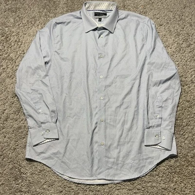 Report Collection Shirt Mens XL White Blue Performance X4 Stretch Slim 17.5 35 - Image 1 of 4