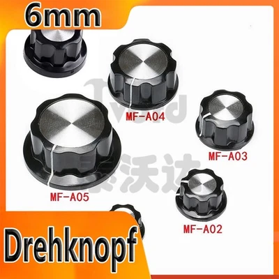 Drehknopf 6 mm Drehknöpfe Potentiometer Knopf Potiknopf Regler Kappe 19,5 - 45mm - Bild 1 von 4