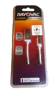Rayovac Fusion 6 Foot Micro USB Cable Charge & Sync White 1 Pack - Picture 1 of 9