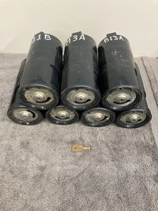 7 Duncan Parking Meter LOCKING COIN CUPS with ORIGINAL 106 KEY. 90 & 95 meters. - Picture 1 of 3