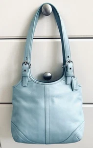 COACH VINTAGE SOHO SLIM AQUA BLAU LEDER SCHULTERTASCHE 4983 - Bild 1 von 18