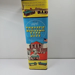 Large Box Of Used Wooden Lincoln Building Toy Logs - Picture 1 of 3