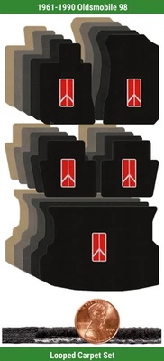 Juego de alfombrillas clásicas personalizadas para Oldsmobile 98 del 61-90 con logotipo (5 piezas) #WDK Foto 1 de 4