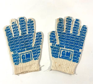 Guanti da lavoro vintage GM General Motors blu grippy operaio fabbrica - Foto 1 di 12