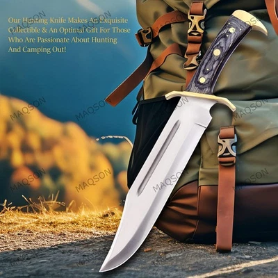 MAQSON XXL Bowie Messer 440A Stahl Taschenmesser Damast Messer Outdoor Camping MAQ3102