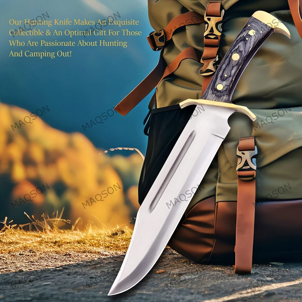 MAQSON XXL Bowie Messer 440A Stahl Taschenmesser Damast Messer Outdoor Camping MAQ3102