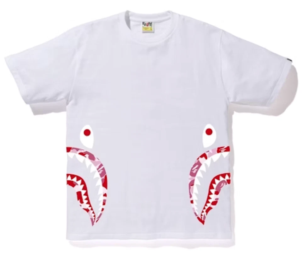 Camiseta Bape Kids ABC Camuflada Lateral Tiburón Blanca x Rosa Talla 120 K Foto 1 de 1