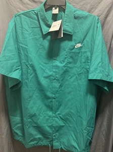 Nike Men’s Club Button Up Short Sleeve Oxford Shirt Drawcord Hem Size XXL FN3902 - Picture 1 of 5