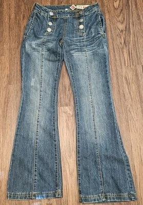 HOT KiSS Womans Jeans Size 9 Flared And Unique Button Down Front 90's Vintage. - Image 1 of 4