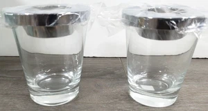 PartyLite Versatility Votive Set of 2 Clear Glass with Silver Top Candleholders - Picture 1 of 3