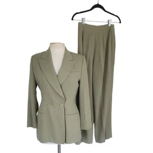 Vintage 90s Richard Tyler Pant Suit Green Wool Silk Blend / Small - Picture 1 of 17