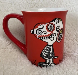Dept 56 RARE Peanuts Snoopy Day of the Dead Sugar Skull Red Mug, Halloween 2015 - Picture 1 of 6