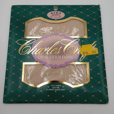 Tela de punto de cruz Charles Craft 12x18 beige 14 unidades Aida todo algodón nueva Foto 1 de 2