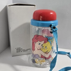Disney Little Mermaid Ariel Canteen Cup Plastic Glitter Shaker Double Walled - Picture 1 of 9