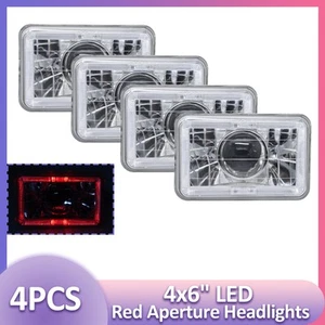 4PCS For 1977-1981 Pontiac Firebird Trans AM 4x6" LED Red Aperture Headlights - Picture 1 of 6
