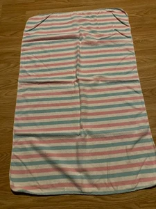 Vintage Baby Receiving Swaddling Blanket  Cotton Flannel Pink & Blue 33x20” EUC - Picture 1 of 5