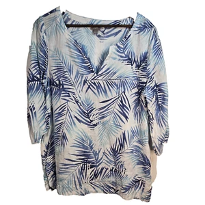 J Jill Linen Leaf Tunic 3/4 Sleeve Womens Large - Picture 1 of 7