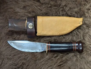 Early MARBLE'S 8-3/8" Skinner Gladstone MI 1930's Custom Leather Snap-in Sheath - Picture 1 of 13