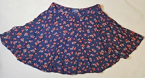 Polo Ralph Lauren Size 7 Girls Navy Blue Short Circle Skirt Floral - Picture 1 of 10