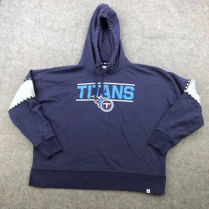 Tennessee Titans Hoodie Womens Large Blue Fleece Spell Out Logo Sweatshirt - Picture 1 of 12