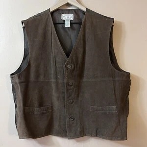 Vintage Arizona Jean Company Leather Suede Brown Vest Men’s Size XL Western - Picture 1 of 7