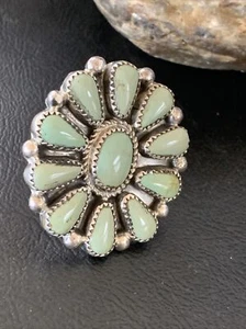 Womens Green Turquoise Navajo Sterling Silver Cluster Ring Size 9 12195 - Picture 1 of 12