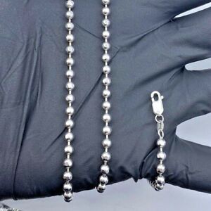 14K WHITE GOLD BEAD CHAIN 26.5 INCHES NICE AS PICTURED 33.5 GRAMS #000647